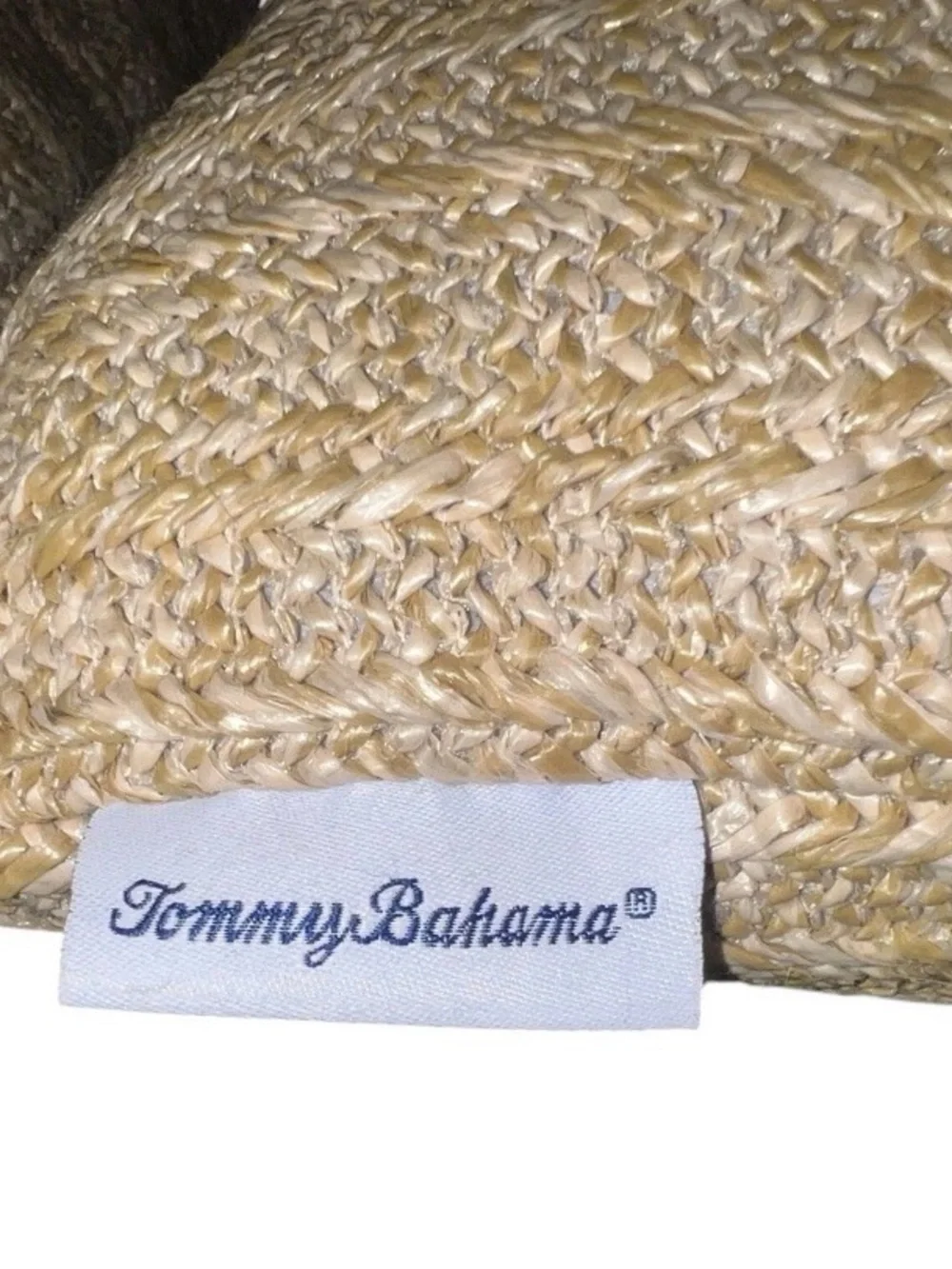 2 Tommy Bahama Pillows Tan Woven Faux Straw Indoor Outdoor, 17.5x13x3” Each